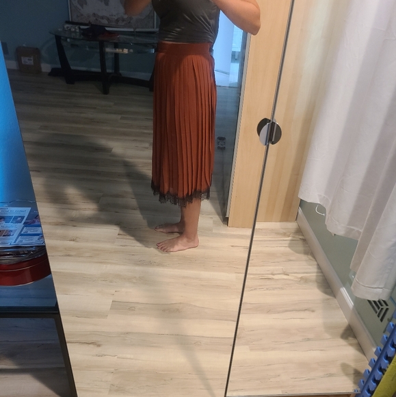 NWT lace trim pleated midi skirt - Picture 5 of 7